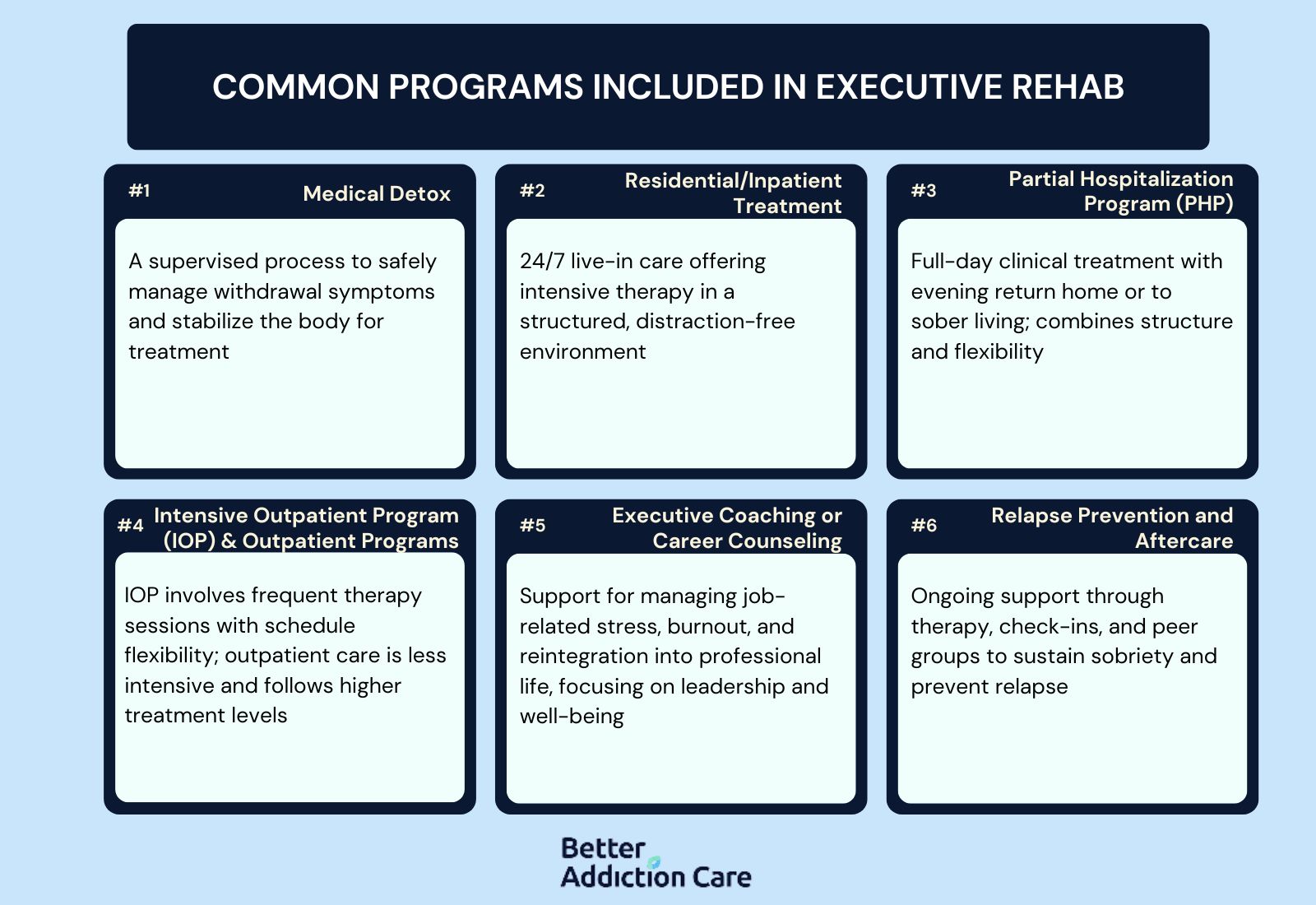 Common Programs Included in Executive Rehab