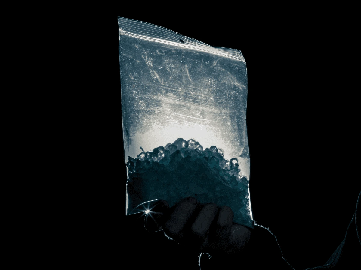 Bag of Crystal like powder drugs