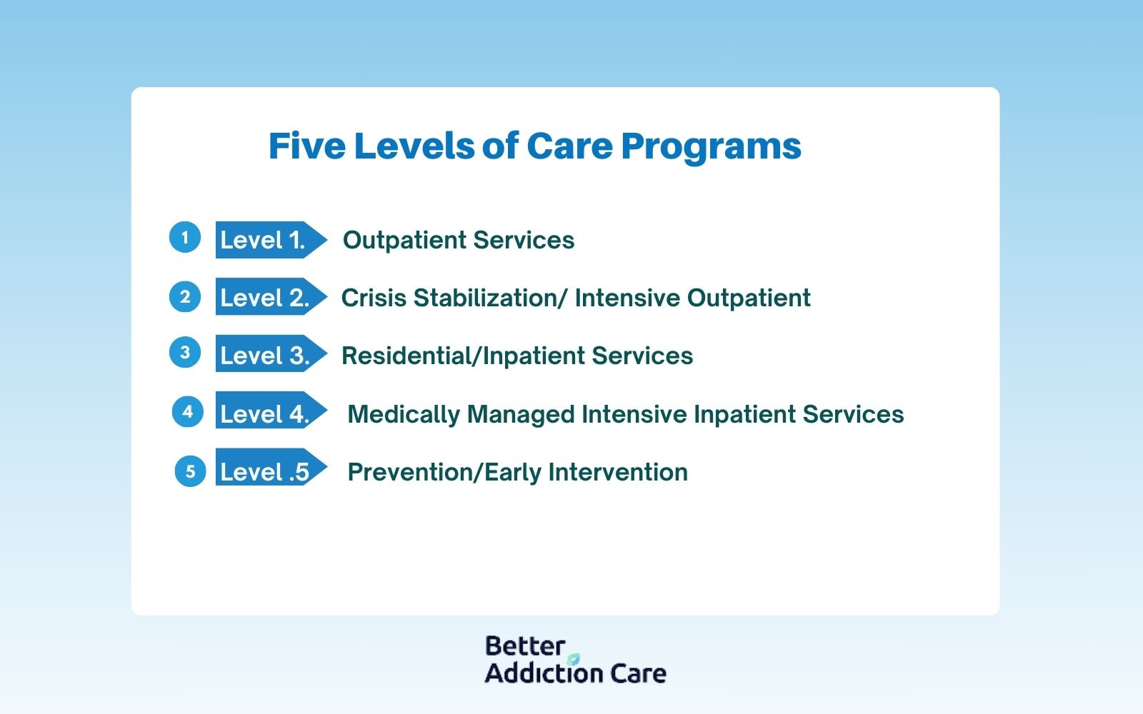 Five Levels of Care Programs
