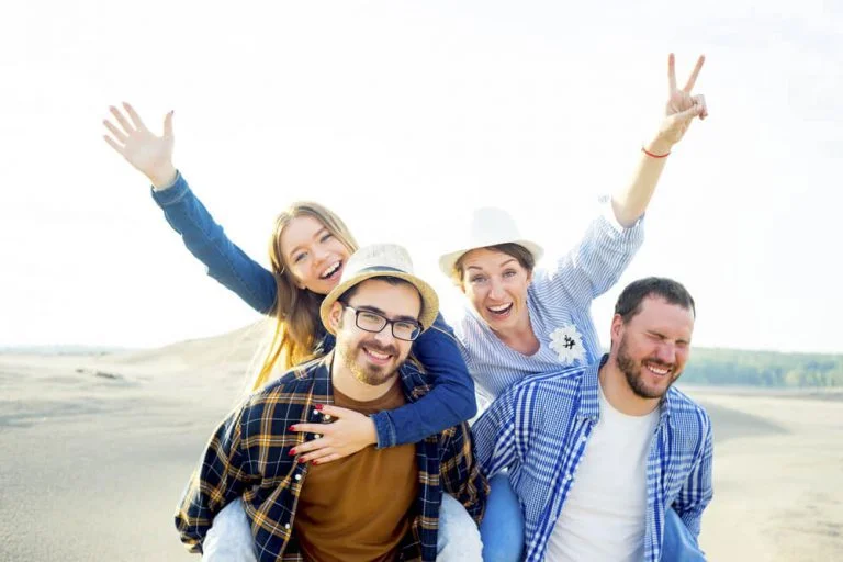 Group of friends smiling and having fun outdoors