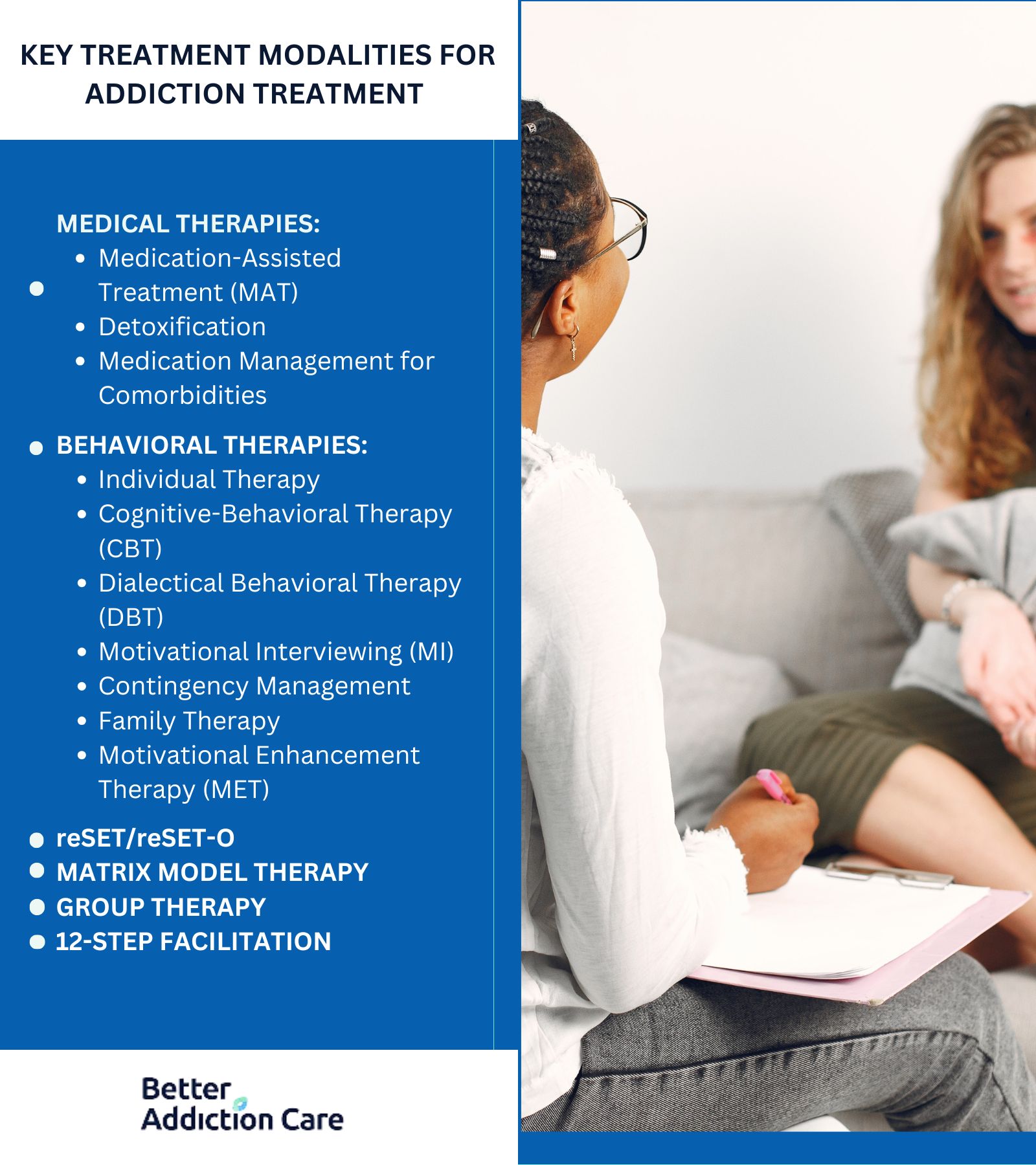 Key Treatment Modalities for Addiction Treatment