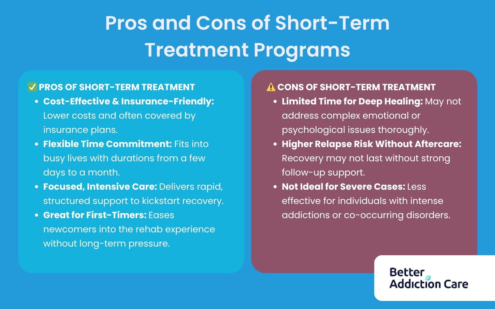 Pros and Cons of Short-Term Treatment Programs