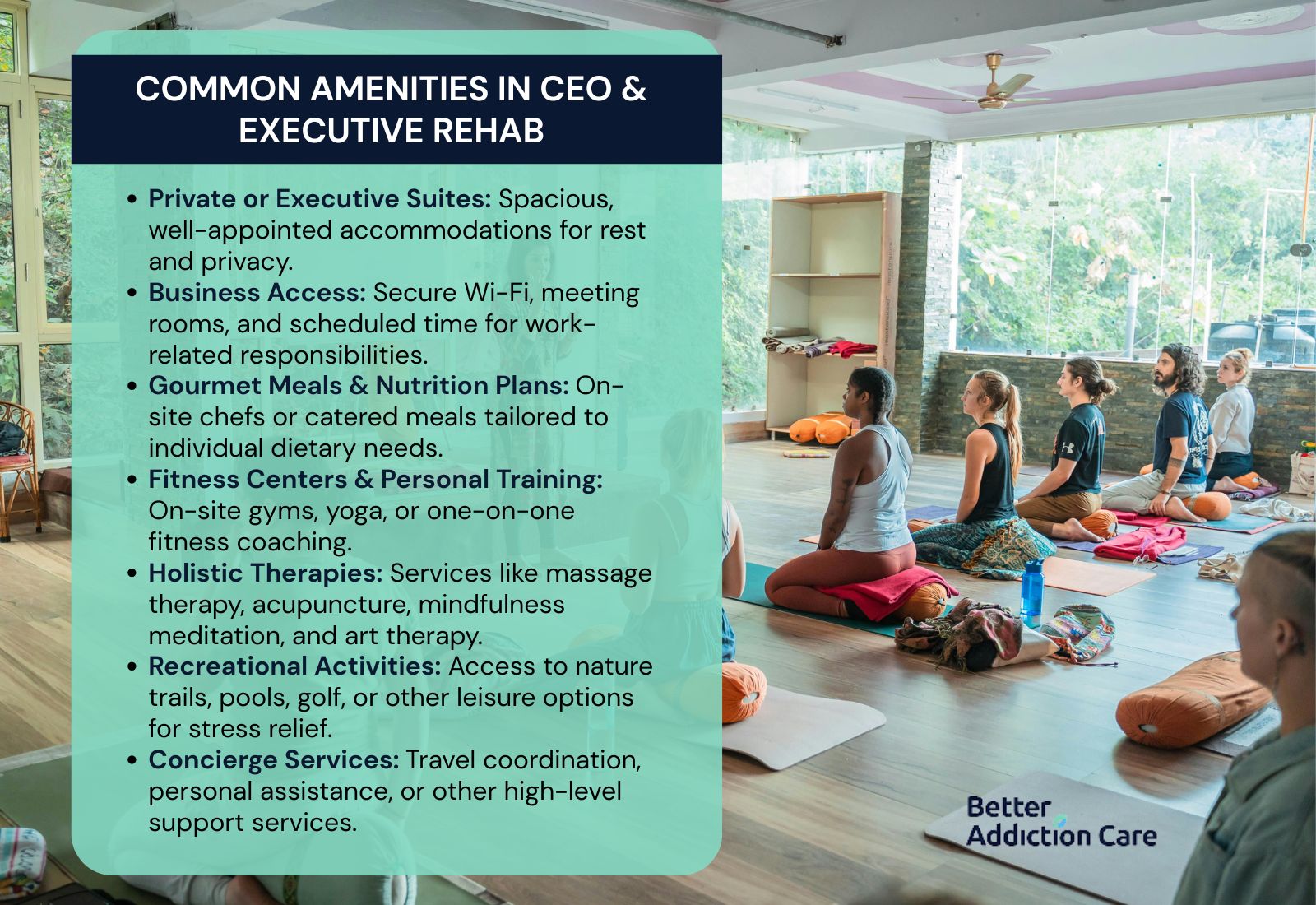 Common Amenities in CEO & Executive Rehab